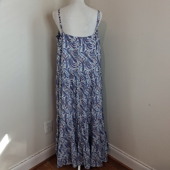 J. Crew Tiered Cotton Voile Shift Maxi Dress in Purple Paisley Size XL NWT - Picture 4 of 10